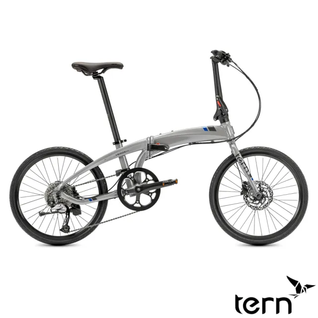 【Tern】Verge D9 20吋451輪組9速碟煞鋁合金折疊單車-亮銀底灰標藍線