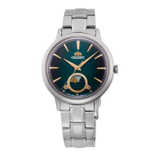 【ORIENT 東方錶】ORIENT 東方錶 SUN&MOON系列 日月相錶 鋼帶款 綠色-34.3mm(RA-KB0005E)