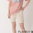 【PLAYBOY】LOGO織帶休閒褲(米白色)
