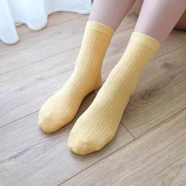 【哈囉喬伊】韓國襪子 基本款素色中筒襪 女襪 S6(正韓直送 韓妞必備 棉襪 長襪 韓國少女襪)