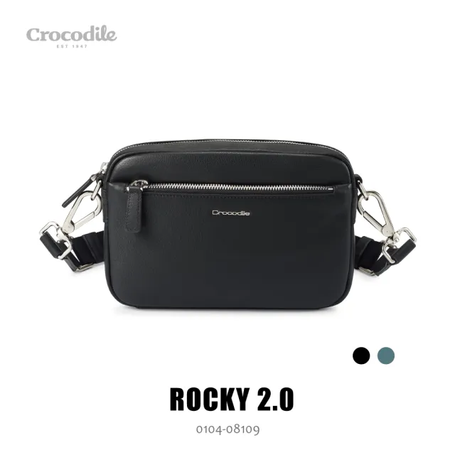 【Crocodile】鱷魚皮件 真皮皮包 橫式斜背包（S）側背包-0104-08109-原廠公司貨(Rocky 2.0系列)
