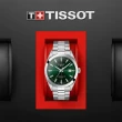 【TISSOT 天梭】GENTLEMAN 80小時矽游絲紳士機械手錶-綠 送行動電源 畢業禮物(T1274071109101)