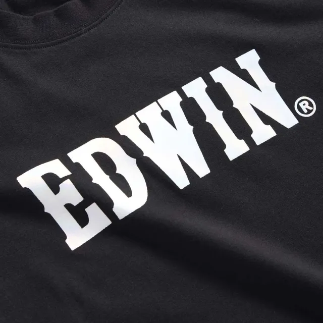 【EDWIN】男裝 人氣復刻雷射光LOGO短袖T恤(黑色)