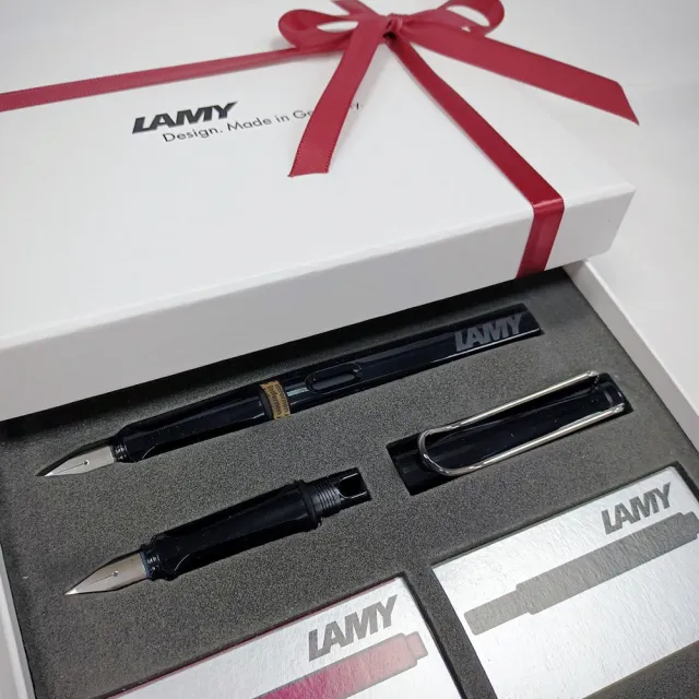 【LAMY】雙拼禮盒/筆尖+卡水/亮黑(19)