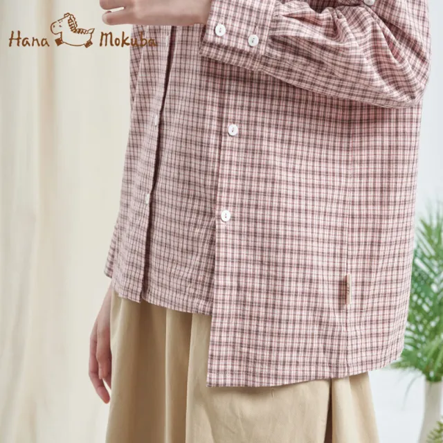 【Hana Mokuba】花木馬日系女裝純棉格紋襯衫(襯衫)