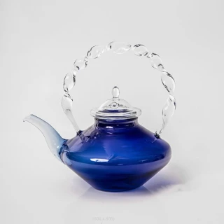 【JEN】克萊茵藍色玻璃茶壺茶具工藝品居家桌面裝飾擺飾