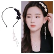 【HaNA 梨花】韓國女明星著用珍珠戴耳環．全珍珠垂綴仿真耳環感髮箍