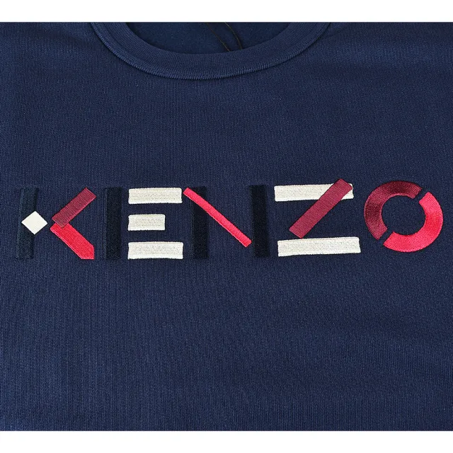 【KENZO】經典色彩logo設計套頭棉質長袖大學T(女裝/深藍)