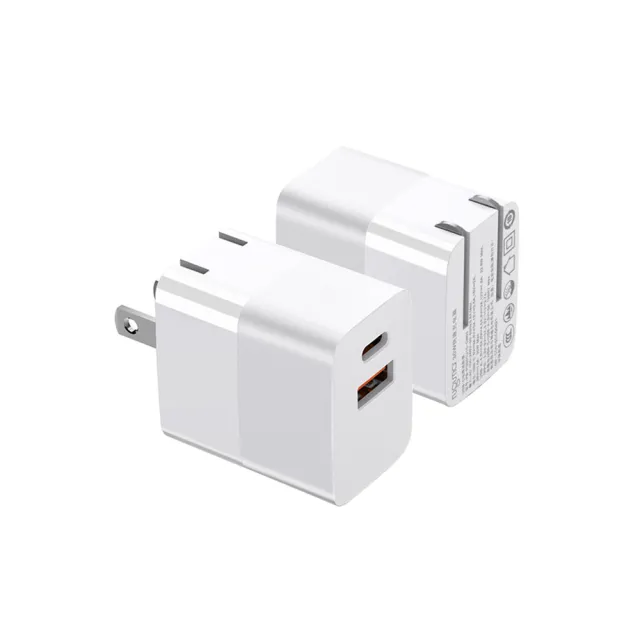 【YUNMI】20W摺疊充電頭 USB+PD 充電器 Type-C/iPhone充電頭 豆腐頭(iPhone 15/16充電器)