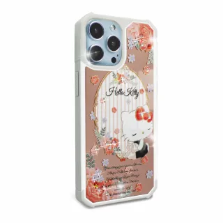 【apbs】三麗鷗 Kitty iPhone 13 Pro Max / 13 Pro / 13 軍規防摔鏡面水晶彩鑽手機殼(玫瑰凱蒂)
