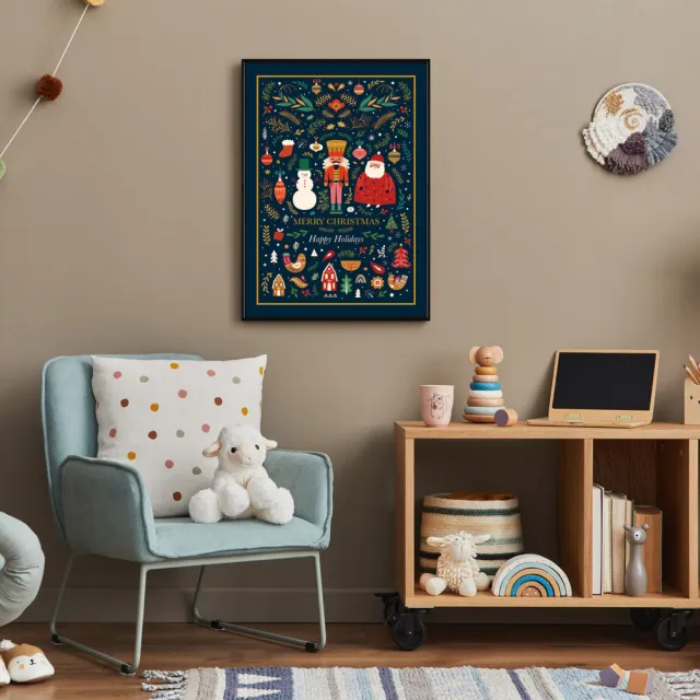 【菠蘿選畫所】聖誕胡桃鉗-30x40cm(角落小品/玄關裝飾/聖誕節畫作/交換禮物)