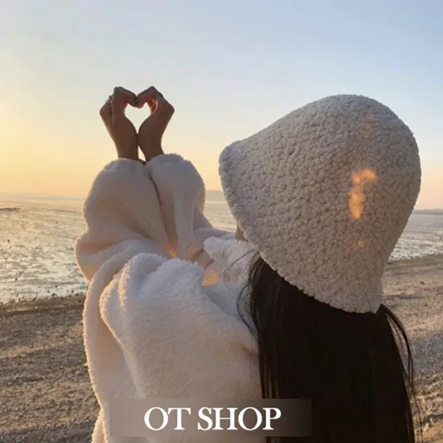 【OT SHOP】女款日系素色羊羔毛漁夫帽 C2217(秋冬保暖 文青百搭 顯臉小)