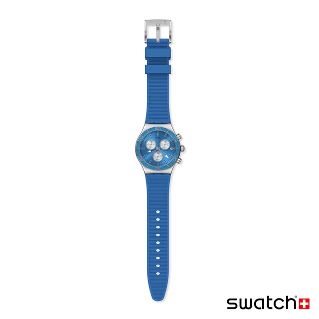 【SWATCH】Irony 金屬Chrono系列手錶BLUE IS ALL王道藍 瑞士錶 錶 三眼 計時碼錶(43mm)