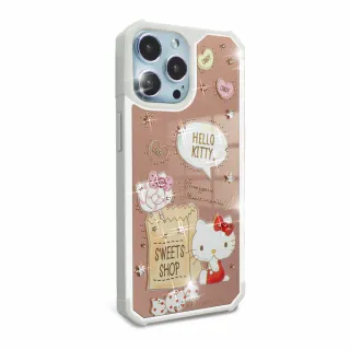 【apbs】三麗鷗 Kitty iPhone 13 Pro Max / 13 Pro / 13 軍規防摔鏡面水晶彩鑽手機殼(甜點凱蒂)