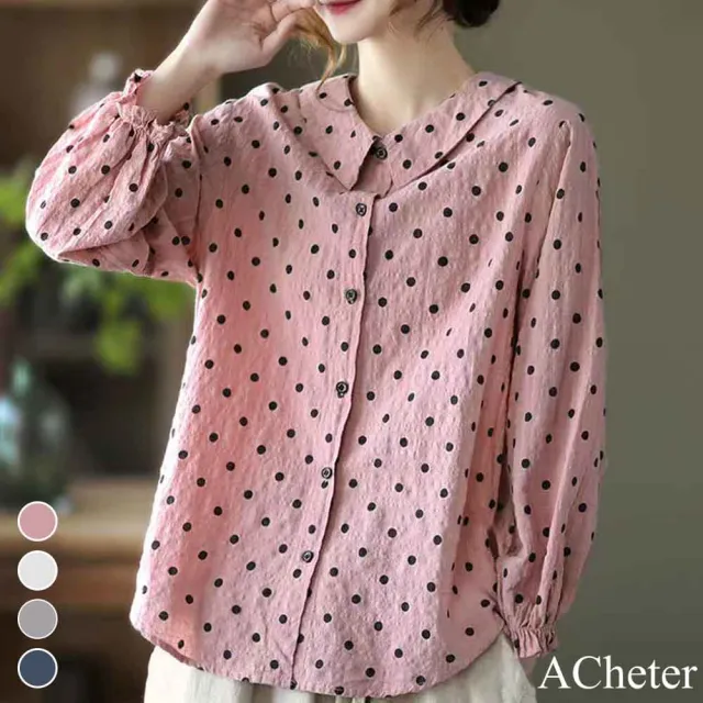 【ACheter】春夏素雅立領挽袖棉麻襯衫外罩#111795(12款任選)