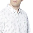 【Lynx Golf】男款吸排抗UV樹葉幸運草圖樣胸袋款長袖POLO衫/高爾夫球衫(白色)