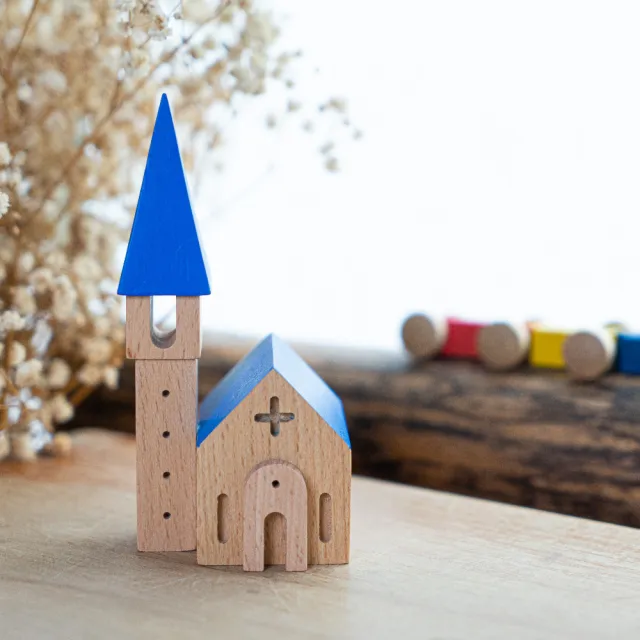 【eguchitoys】故事積木〈教堂〉(木頭/原木積木 兒童玩具 辦公室療癒小物 房間佈置裝飾 拍照道具)