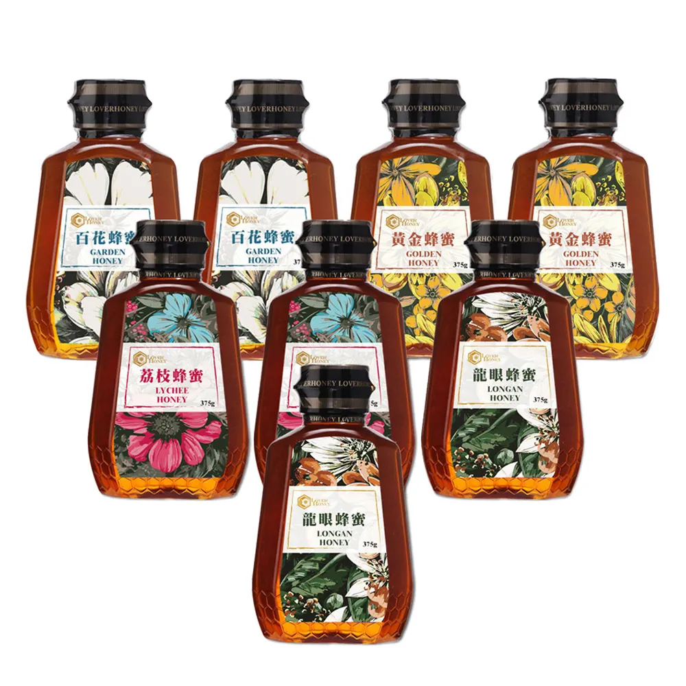 【情人蜂蜜】momo獨家花萃蜂蜜375gx8入組(龍眼2入+黃金2入+荔枝2入+百花2入)