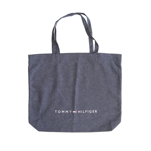 【Tommy Hilfiger】TOMMY 經典刺繡文字Logo背包袋-丹寧藍色(平輸品)