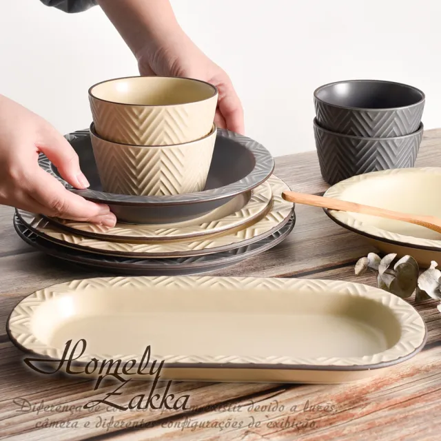 【Homely Zakka】北歐現代輕奢風幾何啞光釉陶瓷碗盤餐具_小圓深盤21.5cm-2色任選(餐具 餐碗 盤子 器皿)