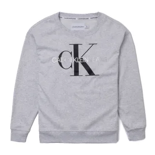 【Calvin Klein 凱文克萊】CK 經典印刷LOGO文字大學T恤 上衣-女-淺灰色(平輸品)