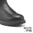【HELENE SPARK】個性時髦鉚釘拼接牛皮厚底短靴(黑)
