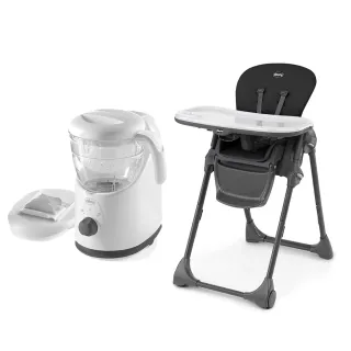 【Chicco】Polly 現代兩用高腳餐椅+多功能食物調理機