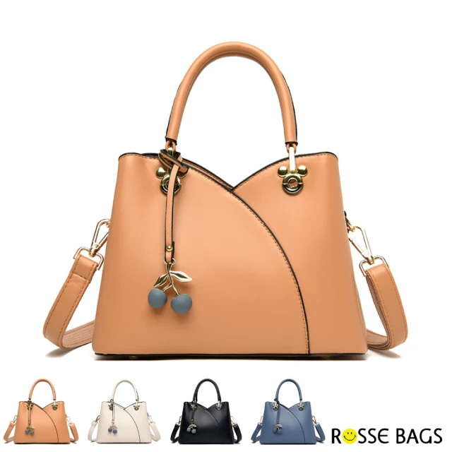 Rosse Bags 經典時尚條紋掛飾大容量肩背托特包(現+