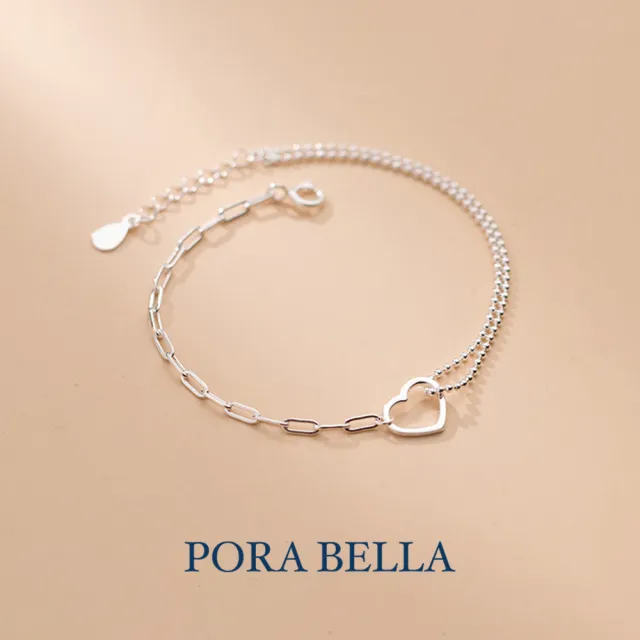 【Porabella】925幸運純銀愛心雙層手鏈 Bracelet