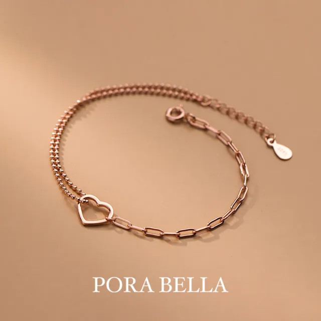 【Porabella】925幸運純銀愛心雙層手鏈 Bracelet