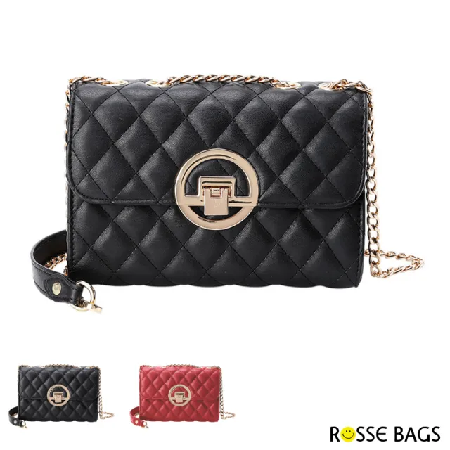 【Rosse Bags】新款菱格圓環單肩包(現+預  黑色／紅色)