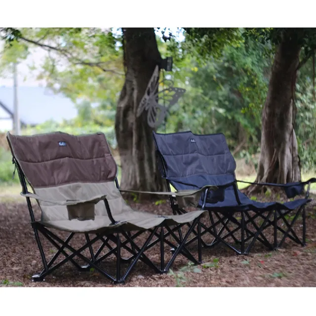 【NUIT 努特】LOVE樂芙低腳雙人椅 海系藍 雙人沙發 對對椅 摺疊椅 折合椅 折疊 小車廂 耐重160KG(NTC95SB)