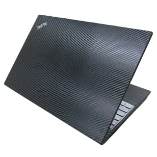 【Ezstick】Lenovo ThinkPad T15 Gen2 黑色卡夢紋 機身貼(含上蓋貼、鍵盤週圍貼、底部貼 共三張)