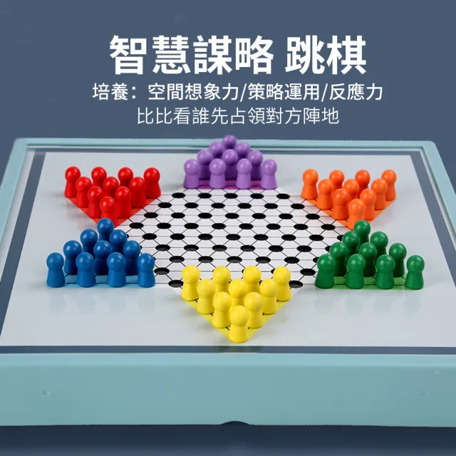 【OMG】三合一 兒童多功能遊戲棋 益智棋類玩具 親子桌遊(跳棋/飛行棋/五子棋)