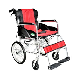 【海夫健康生活館】頤辰16吋輪椅 輪椅-B款 鋁合金/看護型/可折背/攜帶式 橘、紅、藍三色可選(YC-867LAJ)
