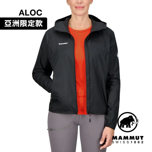 【Mammut 長毛象官方直營】Convey WB Hooded Jacket AF W 輕量防潑水連帽風衣外套 黑色 女款 #1012-00540