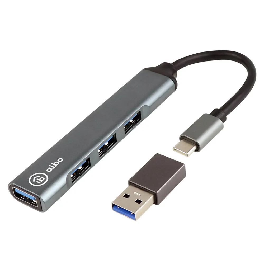 【aibo】Type-C 3.1 鋁合金 4埠USB3.0 HUB(附USB轉接頭)