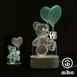 【aibo】3D立體圖案 原木底座 雙色燈片USB小夜燈(線控開關)
