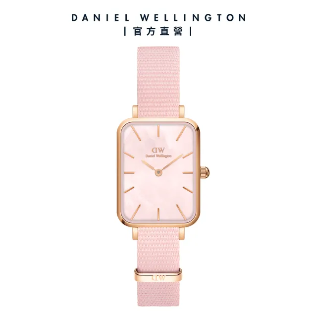 【Daniel Wellington】DW 手錶  Quadro Coral 20x26mm珍珠貝織紋小方錶-玫瑰金(DW00100509)