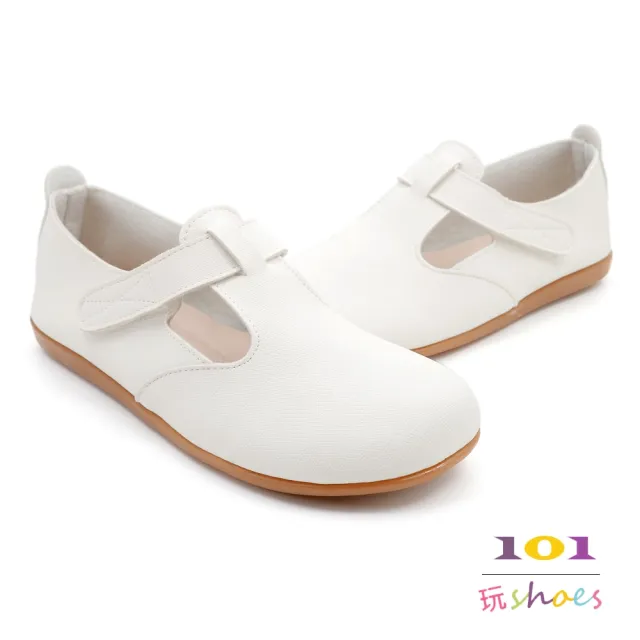 【101 玩Shoes】mit.文青瑪麗珍T字舒適休閒鞋(白色/灰色/藍色/棕色 36-40碼)