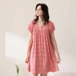 【La Felino 羅絲美】甜蜜家園半開釦短袖洋裝睡衣(豔陽紅)