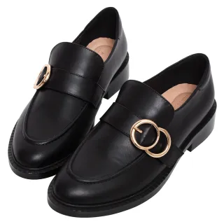 【Ann’S】肉肉腳必備-自由調節鬆緊金圓扣舒適樂福鞋3cm(黑)