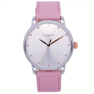 【COACH】COACH 美國頂尖精品簡約時尚流行腕錶-銀面+粉紅-14503582