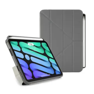 【Pipetto】2021 第6代 8.3吋 Origami Pencil 多角度多功能保護套內建筆槽 -深灰色(iPad mini 6 8.3吋)