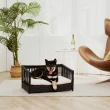 【Teamson】Teamson pets 南歐風情籐編織簍空寵物床(附棉墊)