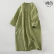 【初色】亞麻風純色休閒襯衫連身裙洋裝-共3色-60671(M-2XL可選)