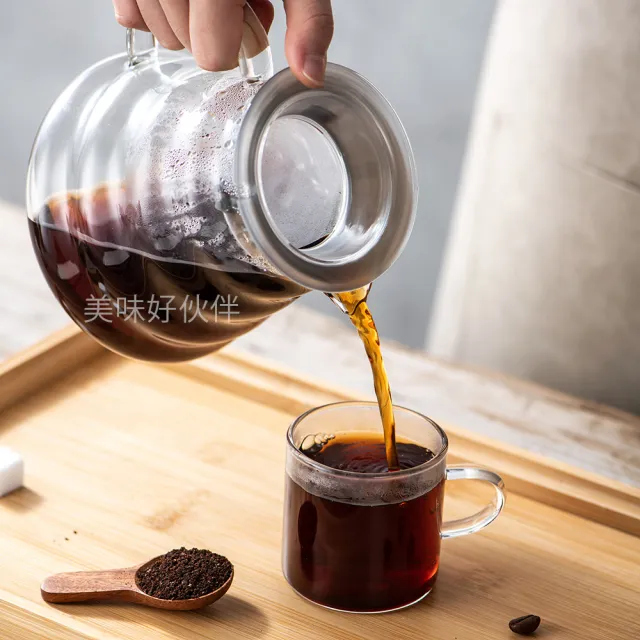 【美味好伙伴】耐熱玻璃手沖咖啡壺600ml(雲朵壺身 咖啡 耐熱玻璃 分享壺)