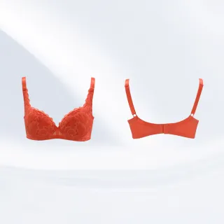 【Swear 思薇爾】花火佳人系列B-F罩蕾絲包覆女內衣(丹彤橘)_出清品