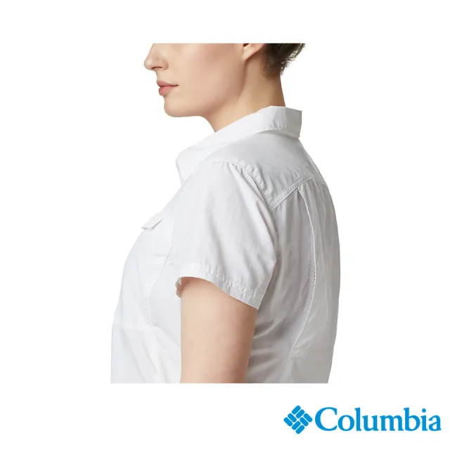 【Columbia 哥倫比亞 官方旗艦】女款- UPF50快排短袖襯衫-白色(UAR26540WT/ 2022年春夏商品)