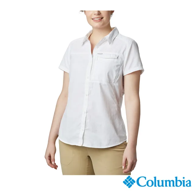 【Columbia 哥倫比亞 官方旗艦】女款- UPF50快排短袖襯衫-白色(UAR26540WT/ 2022年春夏商品)